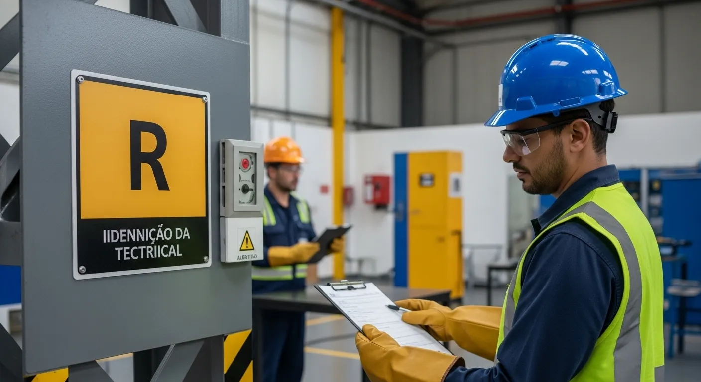 Profissional realizando inspeção técnica em equipamento industrial